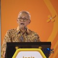 Ketua Dewan Komisioner LPS, Anggito Abimanyu saat menyampaikan sambutan dalam Jogja Financial Festival 2026 di Jogja Expo Center (JEC), Yogyakarta, Jumat (22/5/2026). (CNBC Indonesia/Faisal Rahman)