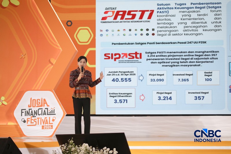 Deputi Gubernur Bank Indonesia, Aida S Budiman saat menyampaikan pemaparan dalam Jogja Financial Festival 2026 di Jogja Expo Center (JEC), Yogyakarta, DIY, Jumat (22/5/2026). (CNBC Indonesia/Faisal Rahman)