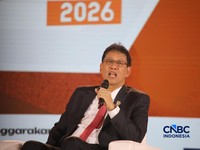 Menteri Keuangan RI, Purbaya Yudhi Sadewa saat menyampaikan pemaparan dalam Jogja Financial Festival 2026 di Jogja Expo Center (JEC), Yogyakarta, DIY, Jumat (22/5/2026). (CNBC Indonesia/Faisal Rahman)