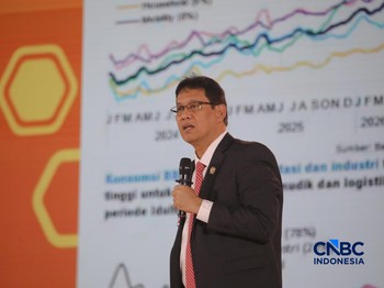 Foto: Menteri Keuangan Purbaya Yudhi Sadewa saat menyampaikan pemaparan dalam Jogja Financial Festival 2026 di Jogja Expo Center (JEC), Yogyakarta, DIY, Jumat (22/5/2026). (CNBC Indonesia/Faisal Rahman)