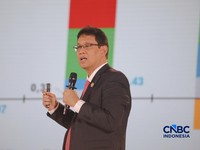 Menteri Keuangan RI, Purbaya Yudhi Sadewa saat menyampaikan pemaparan dalam Jogja Financial Festival 2026 di Jogja Expo Center (JEC), Yogyakarta, DIY, Jumat (22/5/2026). (CNBC Indonesia/Faisal Rahman)