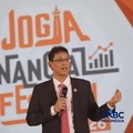 Menteri Keuangan RI, Purbaya Yudhi Sadewa saat menyampaikan pemaparan dalam Jogja Financial Festival 2026 di Jogja Expo Center (JEC), Yogyakarta, DIY, Jumat (22/5/2026). (CNBC Indonesia/Faisal Rahman)