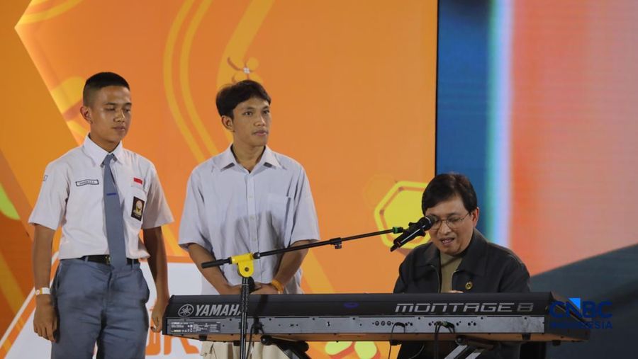 Foto: Staf Khusus Presiden Bidang Ekonomi Kreatif Yovie Widianto dalam Jogja Financial Festival 2026 di Jogja Expo Center (JEC), Daerah Istimewa Yogyakarta, Jumat (22/5/2026). (CNBC Indonesia/Faisal Rahman)