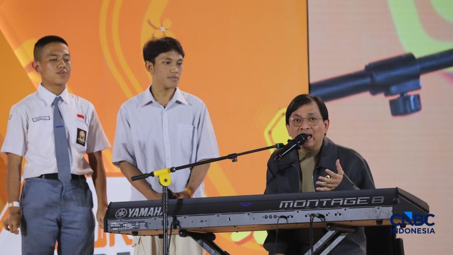 Foto: Staf Khusus  Presiden Bidang Ekonomi Kreatif Yovie Widianto dalam Jogja Financial Festival 2026 di Jogja Expo Center (JEC), Yogyakarta, Jumat (22/5/2026). (CNBC Indonesia/Faisal Rahman)