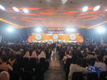 Suasana dalam Jogja Financial Festival 2026 di Jogja Expo Center (JEC), Yogyakarta, DIY, Jumat (22/5/2026). (CNBC Indonesia/Faisal Rahman)