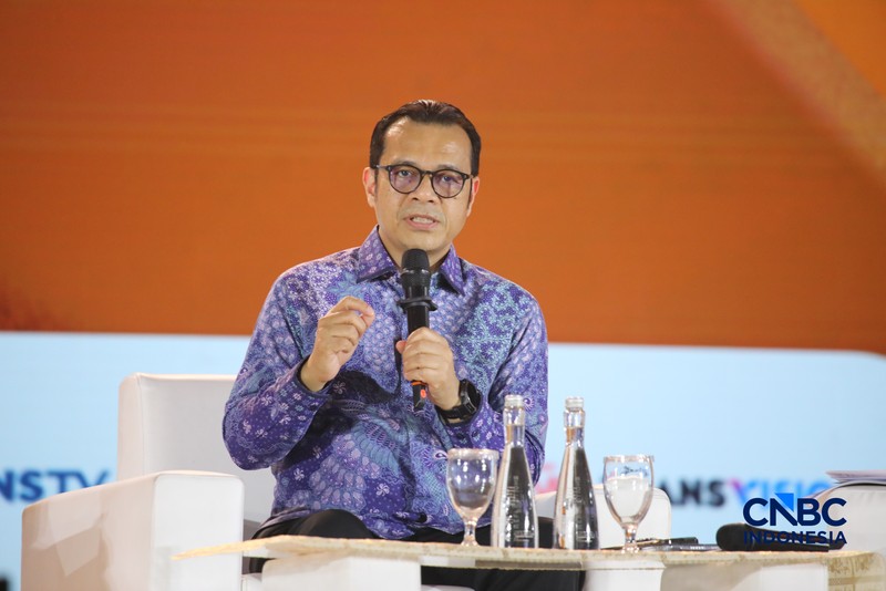 Deputi Gubernur Bank Indonesia, Aida S Budiman saat menyampaikan pemaparan dalam Jogja Financial Festival 2026 di Jogja Expo Center (JEC), Yogyakarta, DIY, Jumat (22/5/2026). (CNBC Indonesia/Faisal Rahman)