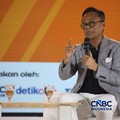 COO Danantara Dony Oskaria menyampaikan pemaparan dalam Jogja Financial Festival 2026 di Jogja Expo Center (JEC), Yogyakarta, DIY, Sabtu (23/5/2026). (CNBC Indonesia/Faisal Rahman)