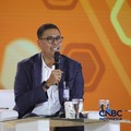 Direktur Utama PT Bank Syariah Indonesia (Persero) Tbk, Anggoro Eko Cahyo saat menyampaikan pemaparan dalam Jogja Financial Festival 2026 di Jogja Expo Center (JEC), Yogyakarta, DIY, Sabtu (23/5/2026). (CNBC Indonesia/Faisal Rahman)