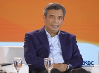 Direktur Utama PT Bank Tabungan Negara (Persero) Tbk, Nixon LP Napitupulu saat menyampaikan pemaparan dalam Jogja Financial Festival 2026 di Jogja Expo Center (JEC), Yogyakarta, DIY, Sabtu (23/5/2026). (CNBC Indonesia/Faisal Rahman)