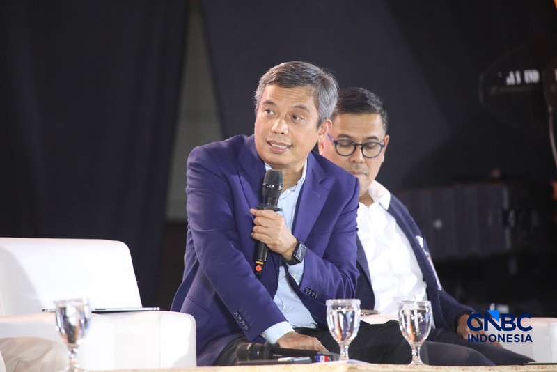 Direktur Utama PT Bank Rakyat Indonesia (Persero) Tbk, Hery Gunardi saat menyampaikan pemaparan dalam Jogja Financial Festival 2026 di Jogja Expo Center (JEC), Yogyakarta, DIY, Sabtu (23/5/2026). (CNBC Indonesia/Faisal Rahman)