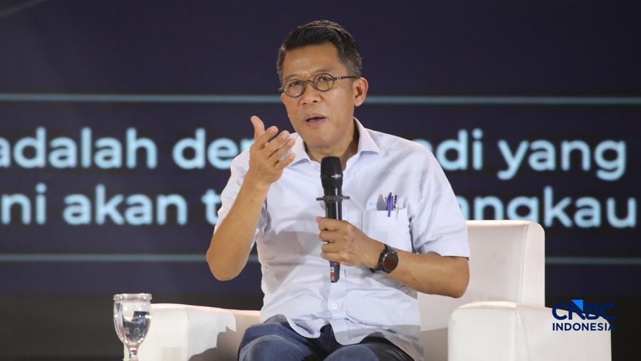 Ketua Komisi XI DPR RI, Mukhamad Misbakhun saat menyampaikan pemaparan dalam Jogja Financial Festival 2026 di Jogja Expo Center (JEC), Yogyakarta, DIY, Sabtu (23/5/2026). (CNBC Indonesia/Faisal Rahman)