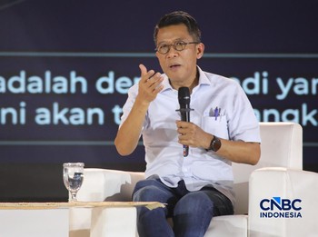 Ketua Komisi XI DPR RI, Mukhamad Misbakhun saat menyampaikan pemaparan dalam Jogja Financial Festival 2026 di Jogja Expo Center (JEC), Yogyakarta, DIY, Sabtu (23/5/2026). (CNBC Indonesia/Faisal Rahman)