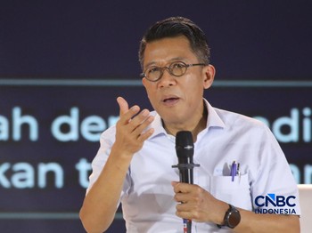 Ketua Komisi XI DPR RI, Mukhamad Misbakhun saat menyampaikan pemaparan dalam Jogja Financial Festival 2026 di Jogja Expo Center (JEC), Yogyakarta, DIY, Sabtu (23/5/2026). (CNBC Indonesia/Faisal Rahman)