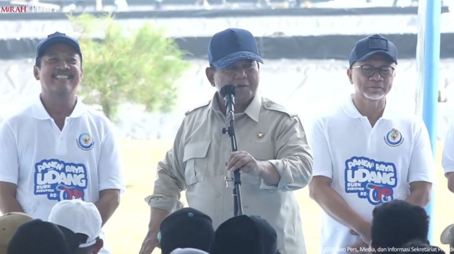 Panen Raya Udang di Tambak Budidaya Udang Berbasis Kawasan, Kebumen, 23 Mei 2026. (Tangkapan layar youtube Setpres RI)