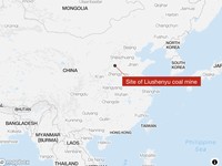 Peta menunjukkan lokasi tambang batu bara China setelah ledakan gas. (Istimewa)