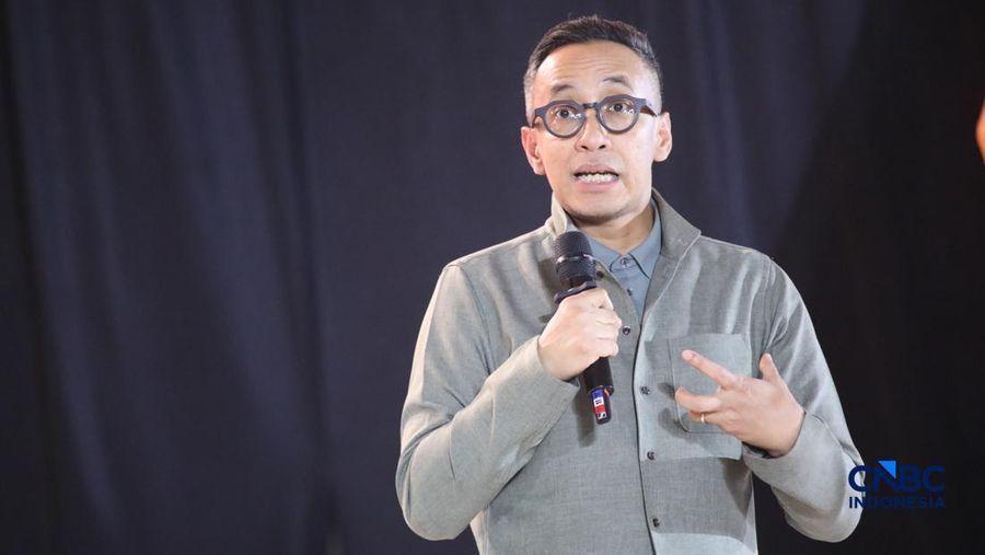 Presiden Direktur dan CEO PT Vale Indonesia Tbk, Bernardus Irmanto saat menyampaikan pemaparan dalam Jogja Financial Festival 2026 di Jogja Expo Center (JEC), Yogyakarta, DIY, Sabtu (23/5/2026). (CNBC Indonesia/Faisal Rahman)