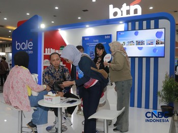 Suasana booth Bank BTN dalam acara Jogja Financial Festival 2026 di Jogja Expo Center (JEC), Yogyakarta, Jawa Tengah, Sabtu (23/5/2026). (CNBC Indonesia/Muhammad Sabki)
