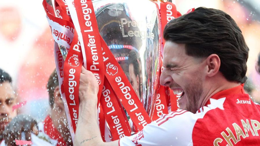 Arsenal memastikan gelar juara setelah menuntaskan laga terakhir Premier League dengan manis. Meriam London mengalahkan Crystal Palece 2-1. Crystal Palace vs Arsenal berlangsung di Selhurst Park, Minggu (24/5/2026) malam WIB. (REUTERS/Hannah McKay)