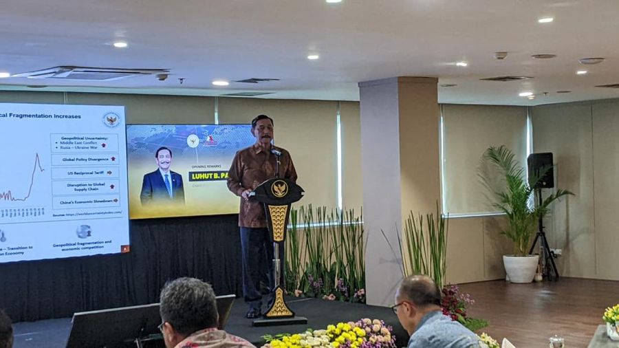 Ketua DEN Luhut B. Panjaitan dan Wakil Menkeu Suahasil Nazara, Senin (25/5/2026). (Istimewa)