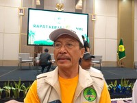 Ketua Umum APTRI dalam Rakernas APTRI di Jakarta, Senin (25/5/2026). (CNBC Indonesia/Martyasari Rizky)