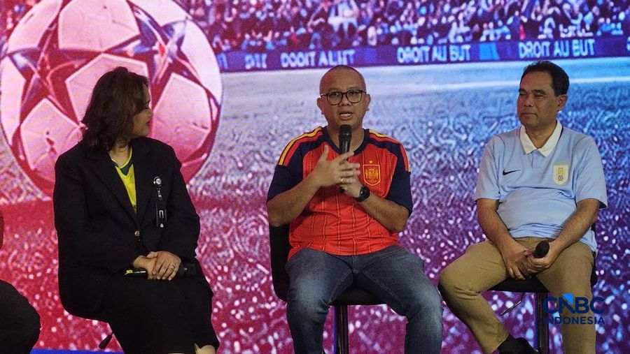 Konferensi Pers Peluncuran Kerjasama Telkomsel dan TVRI untuk Penayangan Piala Dunia FIFA 2026, di Kantor Telkomsel, Jakarta, Selasa (26/5/2026). (CNBC Indonesia/Intan Rakhmayanti)