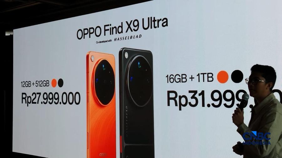 Oppo resmi merilis dua ponsel dalam seri premium Find X, yakni Find X9 Ultra dan Find X9s di Jakarta, Selasa (26/5/2026). (CNBC Indonesia/Novina Putri Bestari)