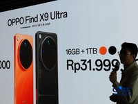 Oppo resmi merilis dua ponsel dalam seri premium Find X, yakni Find X9 Ultra dan Find X9s di Jakarta, Selasa (26/5/2026). (CNBC Indonesia/Novina Putri Bestari)