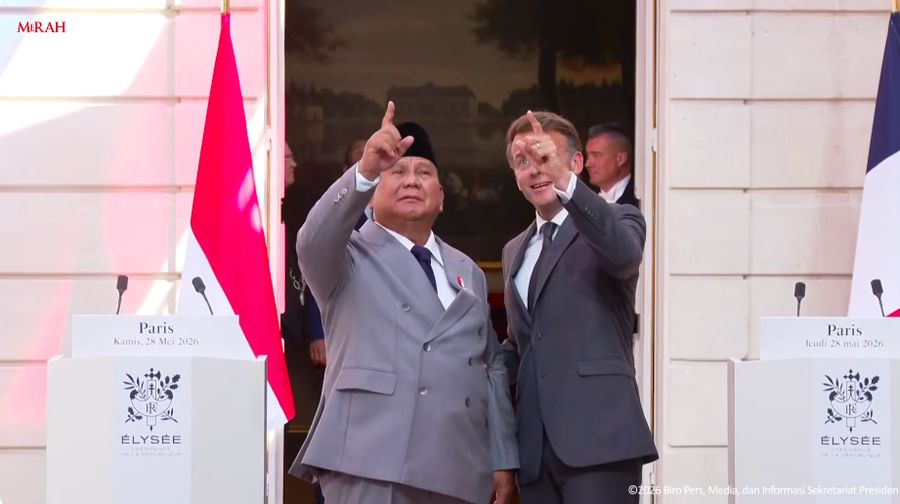 Foto: Presiden Republik Indonesia Prabowo Subianto mengadakan pertemuan dengan Presiden Republik Prancis Emmanuel Macron di Istana Élysée, Paris, Prancis, Kamis (28/5/2026) malam WIB. (Tangkapan Layar YouTube Sekretariat Presiden)