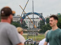 Construction is underway on a temporary arena that will host the UFC Freedom 250 fight card in June on the South Lawn of the White House in Washington, D.C., U.S., May 27, 2026. REUTERS/Kylie Cooper