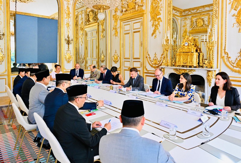 Bilateral dengan Presiden Macron di Istana &Eacute;lys&eacute;e, Paris. (Biro Pers Sekretariat Presiden RI/Laily Rachev)
