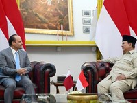 Presiden Prabowo menerima kunjungan dari Wakil PM sekaligus Menteri Negara Urusan Pertahanan Qatar, Sheikh Saoud bin Abdulrahman bin Hassan bin Ali Al Thani. (Dok. BPMI Sekretariat Presiden/Muchlis Jr)