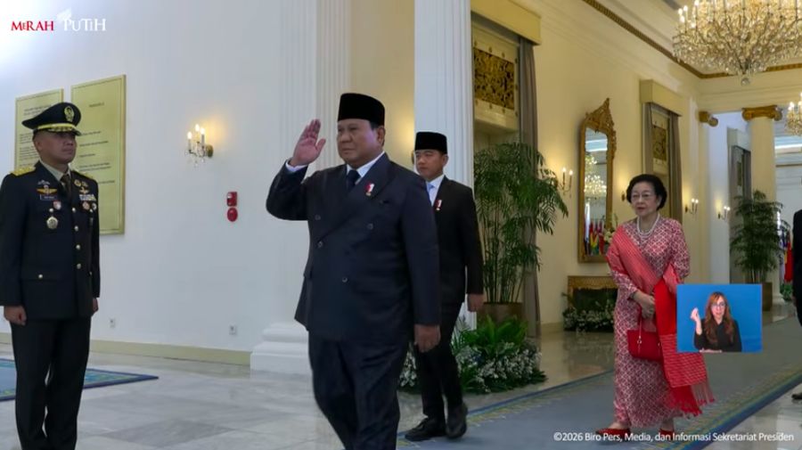 Presiden Prabowo Subianto saat memimpin Upacara Peringatan Hari Lahir Pancasila, Gedung Pancasila, Jakarta, Senin (1/6/2026). (Tangkapan Layar Youtube/Sekretariat Presiden)