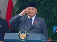 Presiden Prabowo Subianto saat memimpin Upacara Peringatan Hari Lahir Pancasila, Gedung Pancasila, Jakarta, Senin (1/6/2026). (Tangkapan Layar Youtube/Sekretariat Presiden)