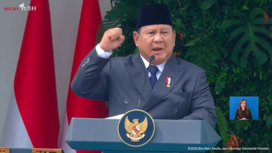 Presiden Prabowo Subianto saat memimpin Upacara Peringatan Hari Lahir Pancasila, Gedung Pancasila, Jakarta, Senin (1/6/2026). (Tangkapan Layar Youtube/Sekretariat Presiden)