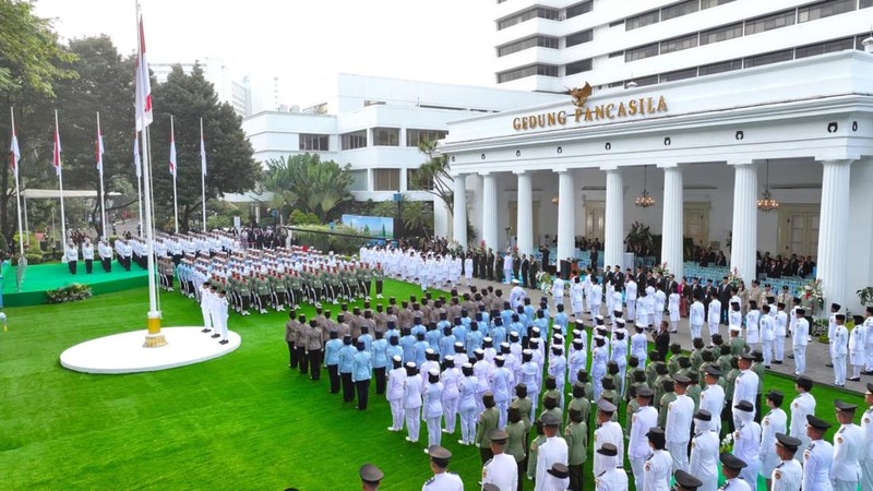 Presiden Prabowo Subianto saat memimpin Upacara Peringatan Hari Lahir Pancasila, Gedung Pancasila, Jakarta, Senin (1/6/2026).