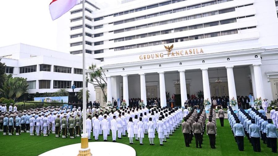 Foto: Upacara Peringatan Hari Lahir Pancasila di Gedung Pancasila, Jakarta, Senin (1/6/2026). (Dokumentasi BPMI Sekretariat Presiden/Kris)