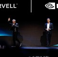 CEO Nvidia Jensen Huang bergabung dengan CEO Marvell Matt Murphy dalam pidato utama selama Computex di Taipei, Taiwan, 2 Juni 2026. (REUTERS/Ann Wang)