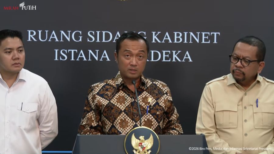 Foto: Keterangan pers Menteri Sekretaris Negara Prasetyo Hadi di Ruang Sidang Kabinet, Istana Merdeka, Jakarta, Selasa (2/6/2026). (Tangkapan layar youtube Setpres RI)