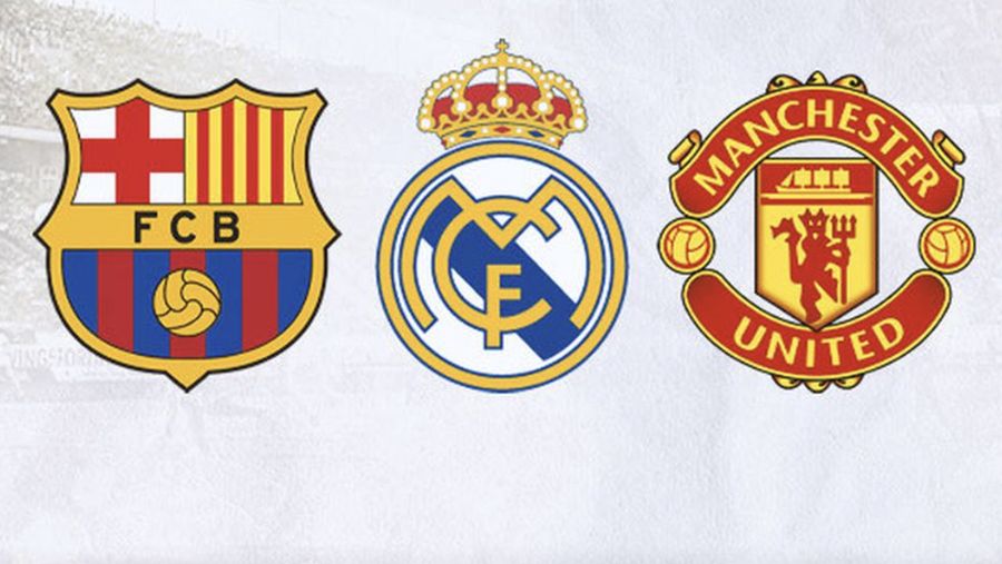 Logo Barcelona, Real Madrid dan MU. (Istimewa)