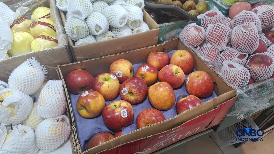 Aneka buah impor yang dijual di Pasar Senen, Jakarta Pusat pada Rabu (3/6/2026). (CNBC Indonesia/Chandra Dwi Pranata)