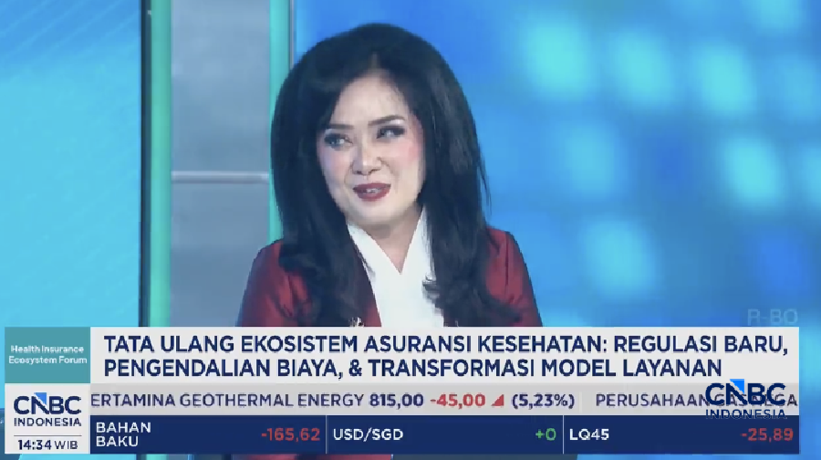 Direktur Hukum dan Kepatuhan PT AIA Financial, Rista Qatrini Manurung dalam acara Health Insurance Ecosystem Forum 2026 di Jakarta, Rabu (3/6/2026). (Tangkapan layar CNBC Indonesia TV)