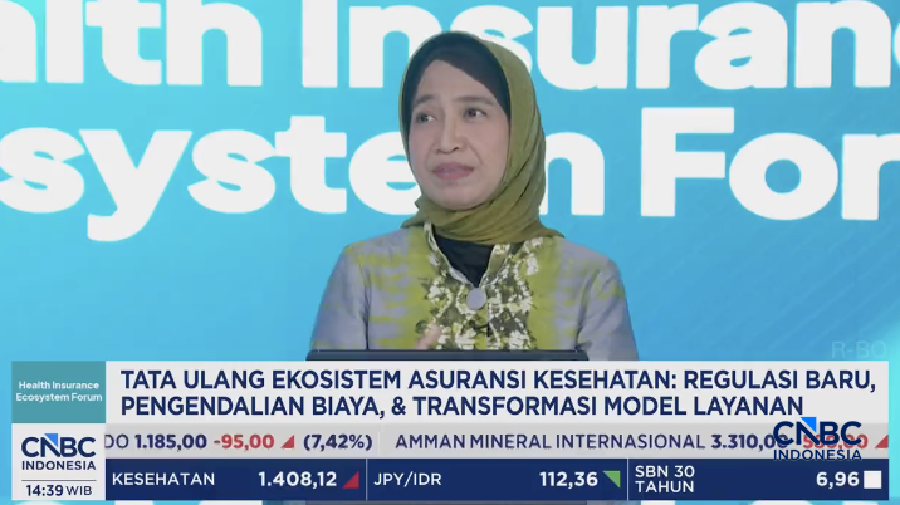 Dirut Tata Kelola Pelayanan Kesehatan Rujukan Kementerian Kesehatan, Ockti Palupi Rahayuningtyas dalam acara Health Insurance Ecosystem Forum 2026 di Jakarta, Rabu (3/6/2026). (Tangkapan layar CNBC Indonesia TV)