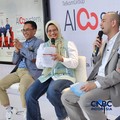 Direktur Utama Telkom Dian Siswarini (tengah) saat Launching AIcosystem bertajuk Beyond Innovation, Impact for Nation, di Telkom Landmark, Jakarta, Kamis (4/6/2026). (CNBC Indonesia/
Intan Rakhmayanti Dewi)