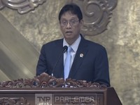 Menteri Keuangan (Menkeu), Purbaya Yudhi Sadewa saat menyampaikan laporan dalam Rapat Paripurna DPR RI ke-20 Masa Persidangan V Tahun Sidang 2025–2026 di Komplek Parlemen, Jakarta, Kamis (4/6/2026). (Tangkapan Layar Youtube/TVR Parlemen)
