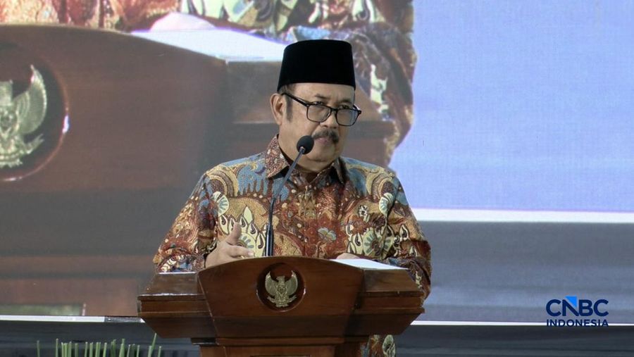 Rachmat Pambudi dalam sambutannya di acara peluncuran GIFT, Kamis (4/6/2026). (CNBC Indonesia/Chandra Dwi Pranata)