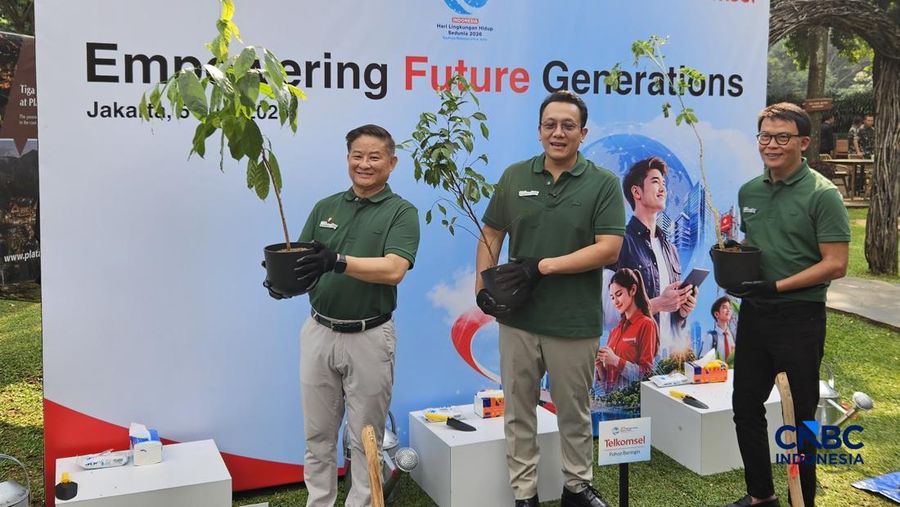 Konferensi pers Peluncuran Sustainability Report Telkomsel 2025, di Jakarta, Jumat (5/6/2026). (CNBC Indonesia/
Intan Rakhmayanti Dewi)