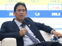 Menteri Keuangan (Menkeu), Purbaya Yudhi Sadewa saat menyampaikan pemaparan dalam konferensi pers APBN KiTa Edisi Juni 2026 di kantor pusat Kementerian Keuangan, Jakarta Pusat, Jumat (5/6/2026). (CNBC Indonesia/Muhammad Sabki)