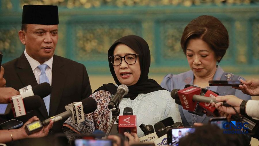 Kepala Badan Gizi Nasional, Nanik Sudaryati Deyang usai dilantik Presiden Prabowo Subianto di Istana Negara, Jakarta, Senin (8/6/2026). (CNBC Indonesia/Muhammad Sabki)