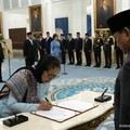 Presiden Prabowo Subianto Melantik Kepala Kepala BGN, Nanik Sudaryati Deyang di Istana Negara, Jakarta, Senin (8/6/2026).