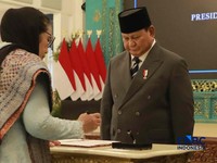 Presiden Prabowo Subianto Melantik Kepala Kepala BGN, Nanik Sudaryati Deyang di Istana Negara, Jakarta, Senin (8/6/2026). (CNBC Indonesia/Muhammad Sabki)